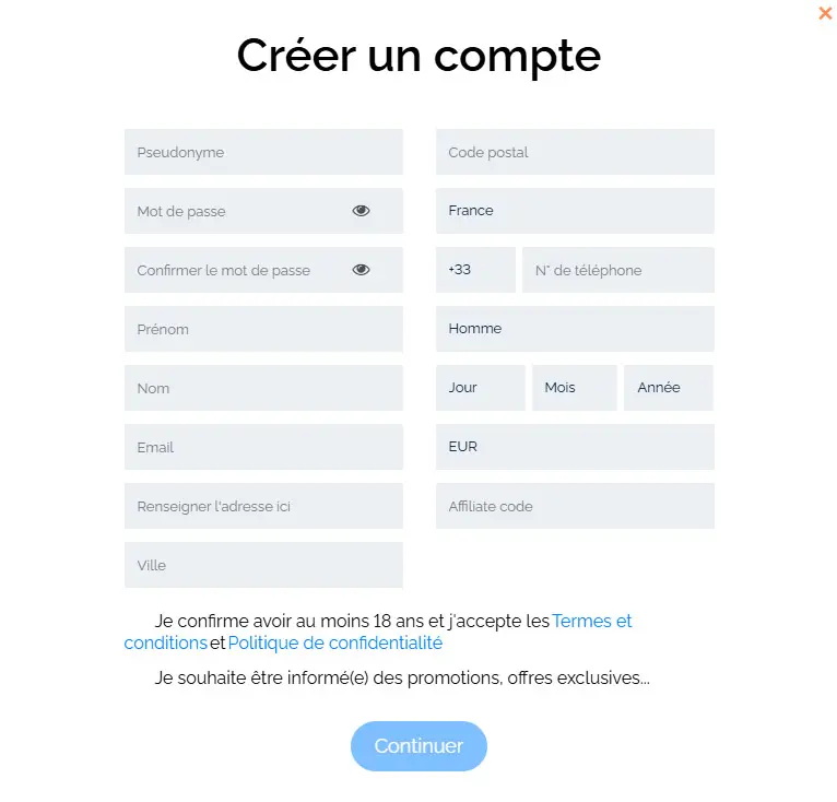 Winner Club Casino registration process