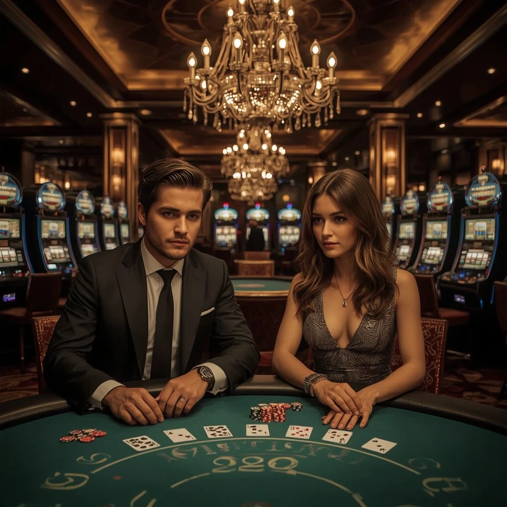 Two poker players in a WINNER CLUB CASINO